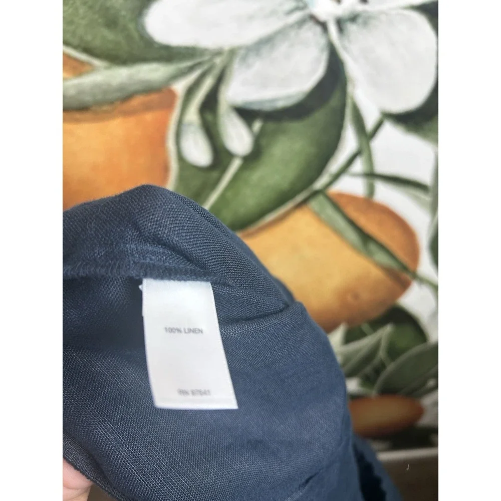 J Jill Love Linen Blue Cropped Pants Women Large Pull On Elastic Waist Pockets - Picture 2 of 7